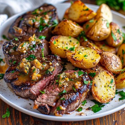 Steak Wedding Dinner, Steak And Potatoes, Food Babe, Healthy Food Dishes, Healthy Food Motivation, Yummy Comfort Food, Steak Dinner, Food Goals, Wedding Dinner