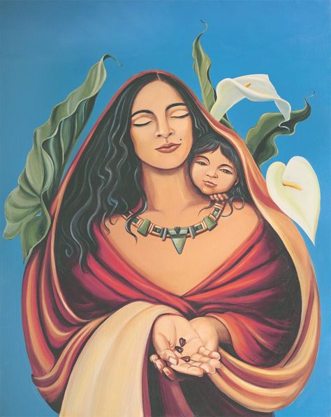 The Seeds of Love that we plant in our children continue to grow for generations. Artwork by Laura Vazquez Rodriguez Mexican Art Painting, Hispanic Art, Mexican Artwork, Mexican Paintings, Latino Art, Mexican Culture Art, Aztec Art, Chicano Art, Arte Inspo