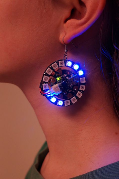 Arduino Lilypad earring on Etsy Lilypad Arduino, E Textiles, Tech Jewelry, Printed Circuit, Printed Circuit Board, Electronics Projects Diy, Repurposed Jewelry, Electronics Jewelry, Tech Fashion