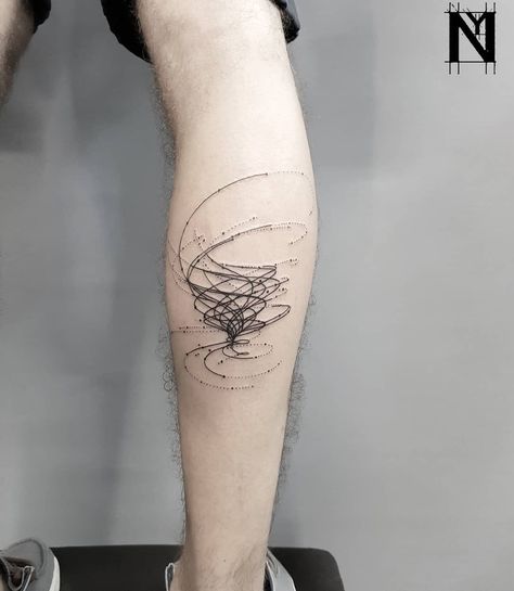 Abstract storm tattoo on the right calf | Storm tattoo, Geometric tattoo, Abstract tattoo Storm Tattoos For Guys, Fine Line Storm Tattoo, Storm Tattoo Ideas, Storm Tattoo For Women, Warning Tattoo, Wind Tattoo Ideas, Abstract Tornado, Storm Tattoos, Tornado Tattoo