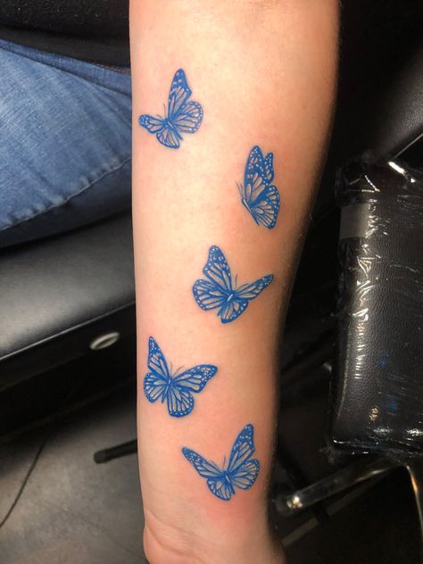 Blue Ink Butterfly Tattoo, Ink Butterfly, Blue Ink Tattoos, Purple Butterfly Tattoo, Butterflies Tattoo, Butterfly Tattoos On Arm, Blue Butterfly Tattoo, Purple Tattoos, Unique Butterfly Tattoos