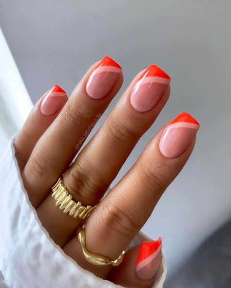 Nails Summer Orange, Orange Nails Almond, Nails Acrylic Orange, Orange Nails Acrylic, Orange Nails Summer, Nail Art Orange, Orange Nail Art, Orange Acrylic Nails, Unghie Sfumate