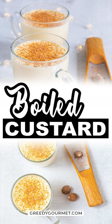 A wonderful winter drink from the South which is perfect for holiday season. This Boiled Custard recipe has simple ingredients put together to make a magical taste. You only need eggs, milk, cream sugar and vanilla. Making this recipe requires patience and timing. Try this drink with your family! #boiledcustard #boiled #custard #southerndrink #winterdrink #dessertdrink #deliciousdessertdrink #beverage #drinks Southern Boiled Custard Recipe, Boiled Custard Drink, Homemade Boiled Custard, Boiled Custard Southern, Boiled Custard Recipe, Custard Drink, Boiled Custard, Christmas Eats, Custard Recipe