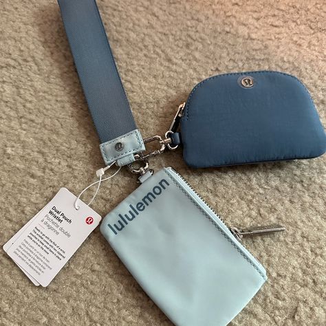 Brand New Lululemon Dual Pouchet Colour Powder Blue/Utility Blue Ready To Go With The Flick Of A Wrist. This Wristlet Comes With Two Zippered Pouches To Keep Small Items In Place While You're On The Move. Designed For On The Move Measurements Pouch Dimensions: 11.5cm X 0.5cm X 7cm (4.5" X 0.2" X 2.8") Cute Small Keychains, Lululemon Wristlet, Car Accessories Blue, Lululemon Keychain, Blue Car Accessories, Vinyl Art Paint, Zippered Pouches, Lululemon Bags, Essential Pouch