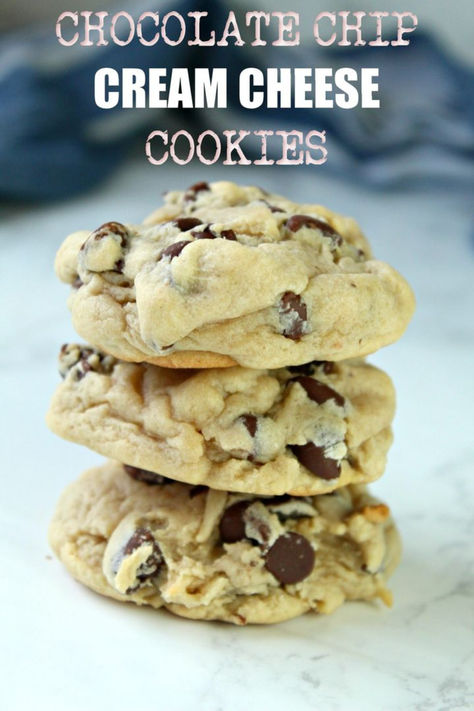 Chocolate Chip Cream Cheese, Cream Cheese Chocolate Chip, Cream Cheese Chocolate Chip Cookies, Cream Cheese Cookie Recipe, Ultimate Chocolate Chip Cookie, Chocolate Chip Cookies Ingredients, Best Cookies Ever, Cheese Chips, Soft Chocolate Chip Cookies