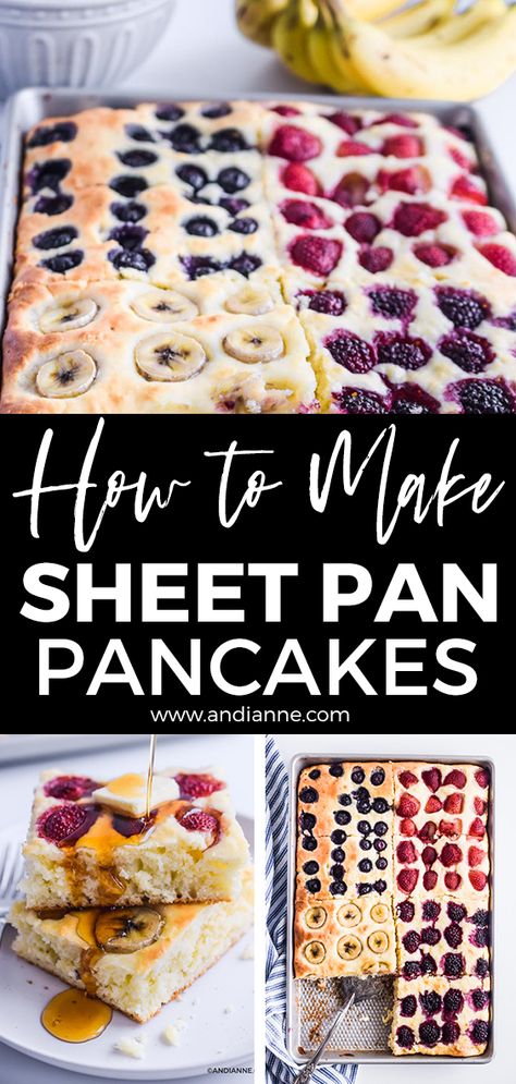 Easy Pan Breakfast Ideas, Pancake Breakfast For A Large Group, Breakfast Ideas Sheet Pan, Breakfast Sheetpan Bake, Make Ahead Sheet Pan Pancakes, Pancakes On A Sheet Pan, Easy Breakfast For Big Family, Sheetpan Pancakes Krusteaz, Big Batch Meal Prep