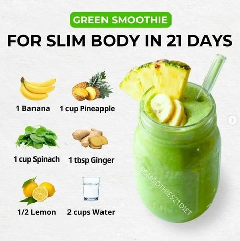 🤩🔥 SLIM BODY IN 21 DAYS WITH GREEN SMOOTHIE Save these smoothie recipes to make them later 😋 💝 21-DAY GREEN SMOOTHIE DIET provides simple detox smoothie recipes to help you change your waist effectively⚡ 👉 Follow @smoothie.diet.01 to get daily recipes Credit - @smoothies21diet #smoothie #weightlosstips #weightlosschallenge #smoothielovers Green Smoothie Recipes Healthy, Simple Detox, Green Smoothie Diet, Fruit Smoothie Recipes Healthy, Easy Healthy Smoothies, Smoothie Recipes Healthy Breakfast, Detox Smoothie Recipes, Smoothie Drink Recipes, Easy Detox