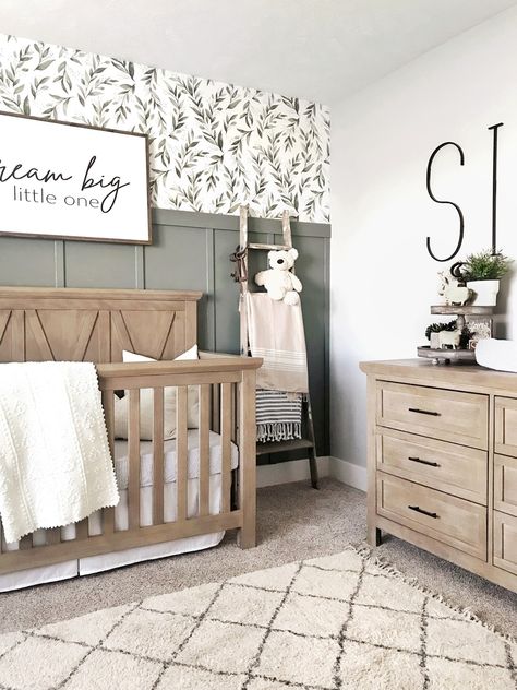 the.sycamore.farmhouse | LIKEtoKNOW.it Farmhouse Accent Wall, Uppfostra Barn, Baby Nursery Inspiration, Baby Room Neutral, Baby Room Themes, Baby Boy Room Decor, Nursery Room Design, Girl Nursery Room, Baby Boy Room Nursery