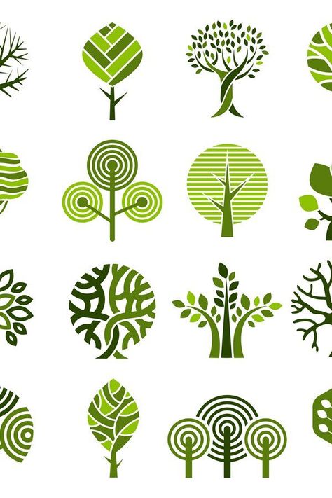 Logos With Trees, Plants Graphic Design, Natural Graphic Design, Tree Graphic Illustration, Eco Graphic Design, Plant Graphic Design, Landscape Logos, Tree Logo Ideas, Landscape Logo Design