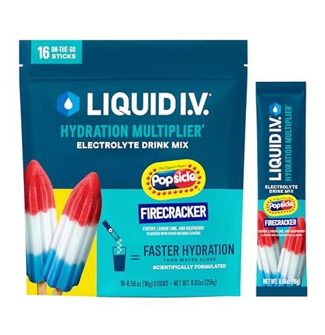 Liquid I.V. Hydration Multiplier - Firecracker - Hydration Powder Packets | Electrolyte Powder Drink Mix | Easy Open Single-Serving Servings | Non-GMO | 1 Pack (16 Servings) https://amzn.to/3U1YSNp Rush Bag, Sonic Ocean Water, Hydration Multiplier, Office Workouts, Liquid Iv, Electrolyte Powder, Powder Drink, Hydration Station, Office Exercise