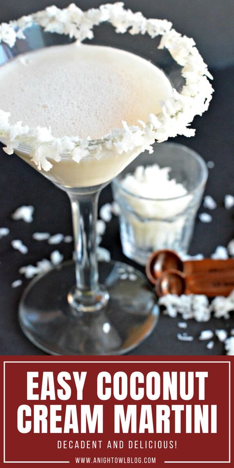 Coconut Cream Alcoholic Drinks, Cream Of Coconut Cocktail Recipes, Coconut Martini Recipe Vodka, Rum Martini Recipes, Coconut Cream Liquor Recipes, Coconut Liquor Drinks, Drinks With Cream Of Coconut, Rum Chata Coconut Cream, Coconut Martini Recipe