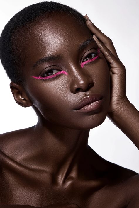 Beauty editorial work by Model and Kavyar member @tinavanderghinste trending at #1 on the Inspiration feed! 🤩😎🥳 Photo/ @boysurminskiphotography Retouch/ @bonseretouchprod HMUA/ @naomibonitabeauty Management/ @egosmodelsams @urbanmodelmgmt @immbx #colorfulfashion #colorpop #endlessfaces #beautyshoot #faceobsessed #theartistedit #macrobeauty #creativemakeupartist #macrobeauty #endlessfaces #beautyshoot #faceobsessed #theartistedit #beautyphotographer #beautyphotography #beautyportrait Beauty Shots Editorial, Black And Pink Photoshoot, Bald Photoshoot, Techno Makeup, High Fashion Makeup Editorial, Editorial Makeup Looks, Editorial Makeup Photography, Fashion Editorial Makeup, Dark Skin Models