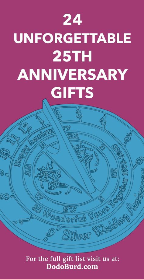 24 Unforgettable 25th Anniversary Gifts - Heartfelt Gifts for Her and Him - Dodo Burd 25 Years Anniversary Gifts For Wife, 25 Year Work Anniversary Gifts, Unique 25th Anniversary Gifts, 25th Anniversary Gifts For Couples, 25th Wedding Anniversary Gifts For Him, 25th Anniversary Gift Ideas Couple, 25th Anniversary Gifts For Friends, 25 Anniversary Gift Ideas, 25th Anniversary Gifts For Husband