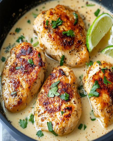 Learn how to make this easy Coconut Milk Chicken Breasts recipe in one pan. Tender chicken in a creamy coconut sauce in just 40 minutes. Chicken Thigh Coconut Milk, Thai Chicken Recipes Coconut Milk, Coconut Sauce Chicken, Coconut Cream Chicken Recipes, Coconut Milk Dinner Recipes, Dairy Free Chicken Breast Recipes, Chicken Breast Recipes Dairy Free, Coconut Cream Chicken, Recipes With Coconut Milk