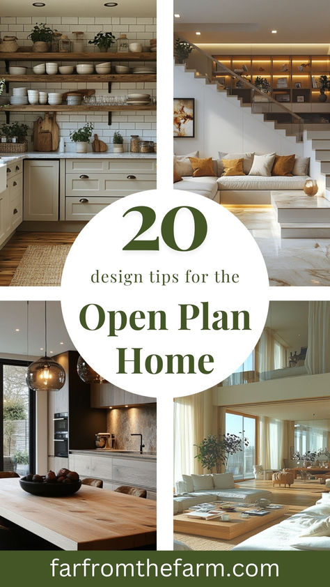 How to Decorate Your Open Plan Home Open Floor Plan Decorating Ideas, Ceiling Planks, Plan Home, Open Plan Kitchen Dining, Cozy Living Spaces, Open Plan Kitchen, How To Decorate, Open Plan Living, Interior Design Tips