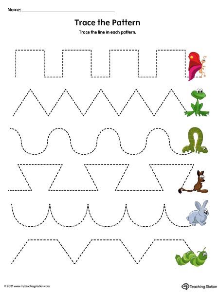 Pattern Tracing Worksheets Preschool, Pattern Tracing Worksheet, Tracing Patterns For Preschool, Patterns Worksheets For Kindergarten, Play Class Worksheet, Pattern Writing Worksheets, Patterns Preschool, Fine Motor Skills Worksheets, Motor Skills Worksheets