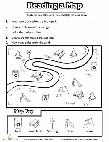 121-130 Locates a specific map feature using the map key Reading A Map Worksheet, Map Worksheets For Kids, Adventure Worksheet, Social Studies Maps, Map Skills Worksheets, Geography Worksheets, Cardinal Directions, Kindergarten Social Studies, Map Worksheets