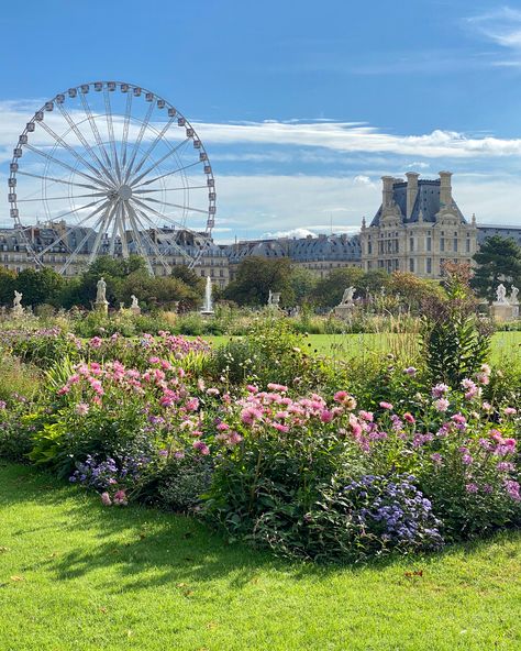 Tuileries Garden Aesthetic, Paris Garden Aesthetic, Jardin De Tuileries Paris, Garden In Paris, Tuileries Garden Paris, Paris Bucketlist, Spring In Europe, Invite Illustration, French Presentation