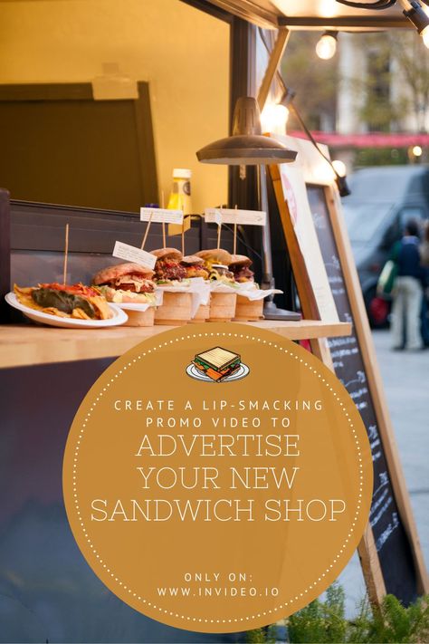 Sandwich Shop Promo Video Template. Promote your all-new restaurant and its novel concept with this delicious template which is sure to grab the attention of one and all. Visit InVideo and create your Food Videos within minutes, quick and easy! Pinterest Video, Video Testimonials, Sandwich Shops, Video Maker, Promo Videos, Video Template, Instagram Ads, Video Editor, Video Online