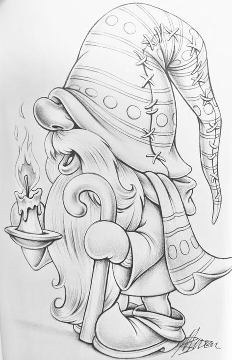 Gnome Drawing, Gnome Coloring Pages, رسم كاريكاتير, Creature Fantasy, Gnome Pictures, Detailed Coloring Pages, Fairy Coloring, Pencil Art Drawings, Christmas Drawing