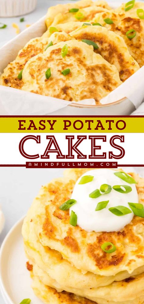 Transform your leftover mashed potatoes into crispy, cheesy potato cakes that melt in your mouth. These Mashed Potato Cakes make an irresistible side dish or vegetarian entree and are ready in under 20 minutes! Stuffed Potato Cakes Recipe, 2 Ingredient Stuffed Potato Cakes, Potato Cake Recipe Easy, Potatoes Cakes Recipe Mashed, Potatoe Cakes Recipe Easy, Oven Baked Mashed Potato Cakes Recipe, Fried Potato Cakes From Mashed Potatoes, Mashed Potatoes Breakfast Leftover, Mashed Potatoes Cakes Leftover