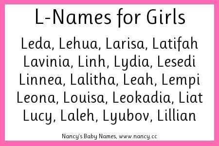 Looking for girl names that start with the letter L? Here are thousands of L-names for girls that have seen usage in the United States. #girlnames Bsf Names, L Names For A Girl, L Names For Girls, Rare Female Names, L Girl Names, Twin Girl Names, Oc Names, Nicknames For Girls, Ranking List