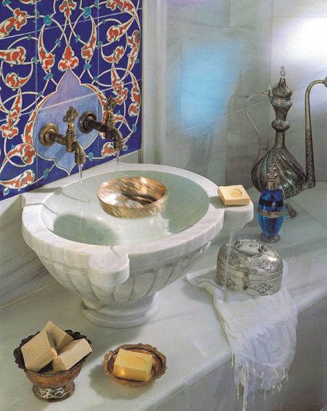 Hammam Bathroom, Turkish Bath House, Turkish Hammam, Turkish Bathroom, Turkish Decor, Smart Tiles, Basin Design, Turkey Istanbul, Hammam Towels