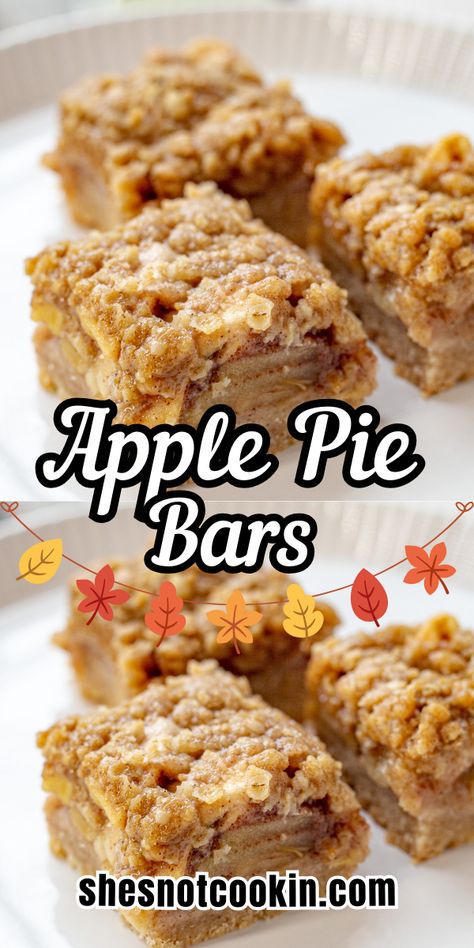 Apple pie bars on a plate. Quick And Easy Apple Pie Bars, Apple Dessert Recipes For 2, Apple Strudel Bars Recipe, Simple Apple Pie Filling Recipes, Small Batch Apple Pie Bars, Make Ahead Apple Pie To Freeze, Apple Recipes For Potluck, Thanksgiving Bar Recipes, Easy Apple Pie Bars Recipe