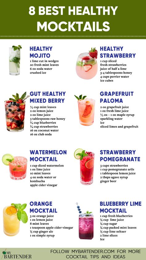 Healthy Mocktails Anti Oxidant Drinks, Drinks Mocktail Recipes, Mojito Recipe Mocktail, Vitamin Drinks Recipes, Mocktails For Superbowl, Tequila Mocktail Recipe, Mocktails That Are Good For You, Mint Drinks Healthy, Antioxidant Drink Recipes