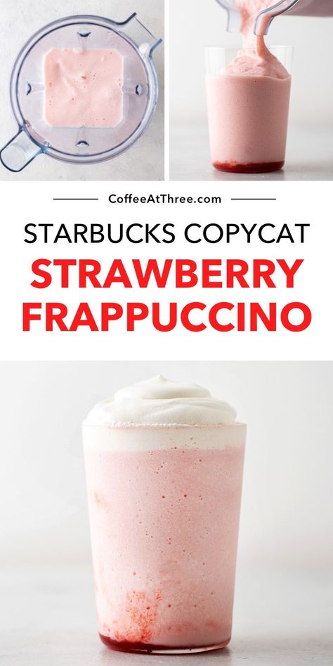 Homemade Strawberry Frappuccino Recipe, Strawberry Cream Starbucks Drink, Strawberry And Creme Frappuccino, Strawberry Blended Drinks, Strawberry Crème Frappuccino, Strawberry And Cream Frappe Starbucks, Strawberry Cream Frappuccino Starbucks, Fruit Frappe Recipe, Strawberry Cream Drink