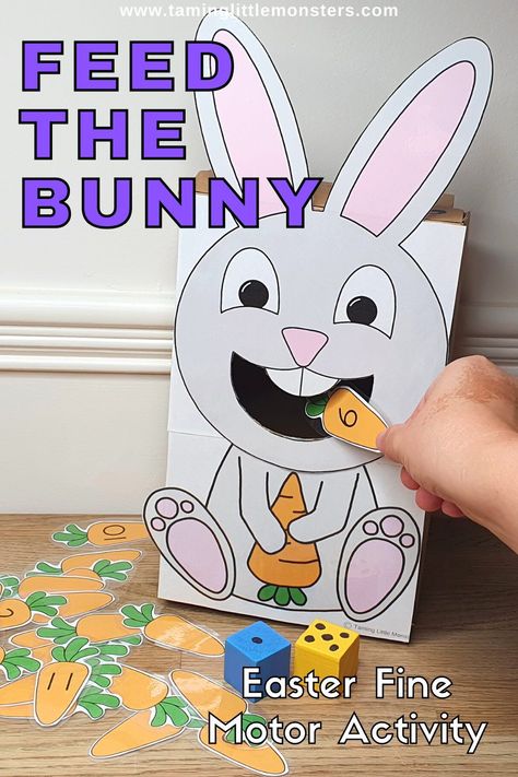 Feeding Bunny Activity, Feed The Bunny Printable, Feed The Bunny Free Printable, Easter Bunny Games, Feed Me Activity, Bunnies And Chicks Preschool Activities, Bunny Activities For Toddlers, Feed The Bunny Activity, Bunny Activities For Preschool