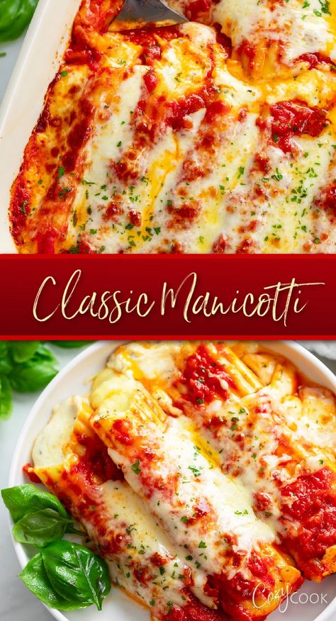 Manicotti topped with cheese and marinara sauce Recipes That Last A Week, Cheese Cannelloni Recipes Ricotta, Traditional Manicotti Recipe, Manicotti Recipe With Ricotta Cheese, Turkey Manicotti Recipe, Italian Cannelloni Recipes, Penne Vodka Stuffed Manicotti, Ricotta Manicotti Recipe, Manicotti Recipe With Meat