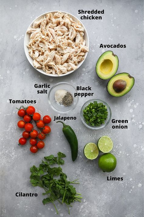 Guacamole Chicken Salad - Kalefornia Kravings Guacamole Chicken Salad, Guacamole Chicken, Guacamole Salad, Antipasto Pasta Salads, Guacamole Ingredients, Delicious Chicken Salad, Easy Chicken Salad, Fresh Salad Recipes, Healthy Chicken Salad