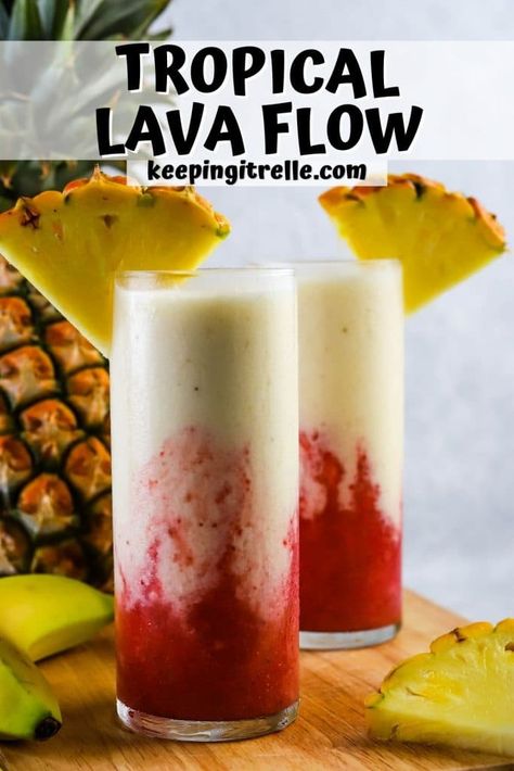 Lava Flow Drink, Tropical Drink Recipes, Frozen Cocktail, Frozen Cocktail Recipes, Cocktail Drinks Alcoholic, Drink Recipes Nonalcoholic, Mixed Drinks Alcohol, Yummy Alcoholic Drinks, Liquor Drinks