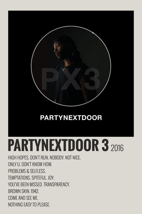 Partynextdoor Album Cover Wallpaper, Partynextdoor Album Poster, Party Next Door Album Cover, Pnd Album Cover, Partynextdoor Album Cover, Partynextdoor Poster, Music Polaroid Posters, Partynextdoor Album, Minimalist Polaroid Poster