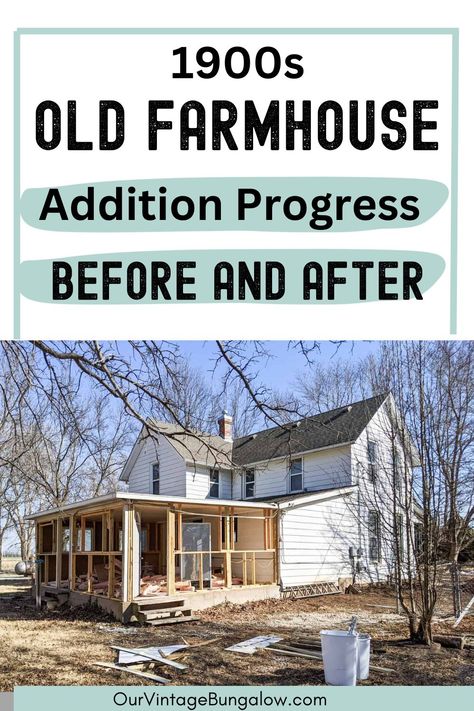 Check out the incredible progress being made on this 1900s Old Farmhouse Addition! We love seeing these before and after progress photos that show what a difference DIY renovation can make. It's amazing to think of the transformation this old farmhouse is undergoing with this addition! Renovated Farmhouse Before And After, Addition To Old Farmhouse, Farmhouse Exterior Before And After, Farmhouse Before And After Renovation, Old Farmhouse Remodel Exterior Before And After, 1900s Home Remodel, 200 Year Old Farmhouse, Remodel Old Farmhouse, Old Farmhouse Exterior Remodel