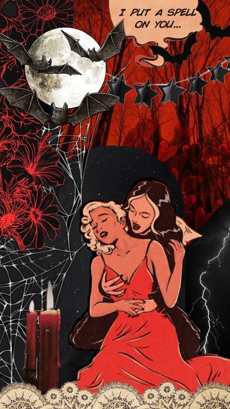 #halloween #vampire #lesbian #lesbianpride #fall #redandblack #vintagehalloween #aesthetic Vampire Lesbian, Vintage Lesbian, Lesbian Art, Halloween Vampire, Queer Art, Goth Art, Conceptual Photography, Witch Art, Creepy Art