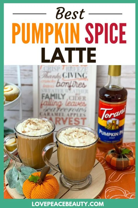 Learn how to make an easy Pumpkin Spice Latte at home. This creamy fall latte recipe is so simple to make you will wonder why you haven't tried sooner! #ad #Fallforflavor #torani #psl #pumpkinspicelatte #latte #homemade Fall Latte Recipes, Pumpkin Latte Recipe, Pumpkin Spice Latte At Home, Torani Recipes, Pumpkin Pie Syrup, Pumpkin Spice Latte Recipe, Pumpkin Pie Spice Recipe, Torani Syrup, Pie Spice Recipe