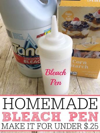 Skip the expensive store-bought and make your own homemade bleach pen for under $.25. It is so easy and only takes a few minutes. Bleach Pen Designs, Bleach Pen Diy, Homemade Bleach, Bleach Shirt Diy, Diy Tie Dye Techniques, Tie Dye Patterns Diy, Bleach Pen, Tie Dye Techniques, Bleach T Shirts