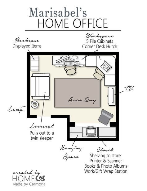 Study Room Plan Layout, Square Room Office Layout, Sharing An Office At Home, Home Office Three Desks Layout, Interior Design For Office Room, 10 By 10 Office Layout, 11x10 Office Layout, 8 X 12 Office Layout, Office Addition Off Bedroom