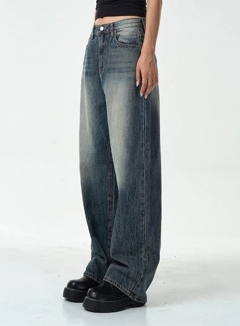 Washed Denim Pants CG10 - Lewkin 2023 2024 Fashion Trends, Pants Inspiration, Washed Denim Pants, School Material, Jeans Details, Pants Denim, Seoul South Korea, Washed Denim, 가을 패션