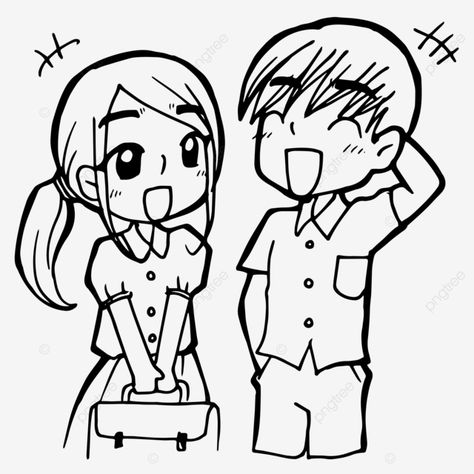 Chibi Talking To Each Other, Comic Cartoon Drawing, Two People Talking Drawing Easy, Characters For Comics, Classroom With Students Drawing, Student Drawing Easy, Anime Person Drawing, Comic Template With Characters, Two Girls Talking Drawing