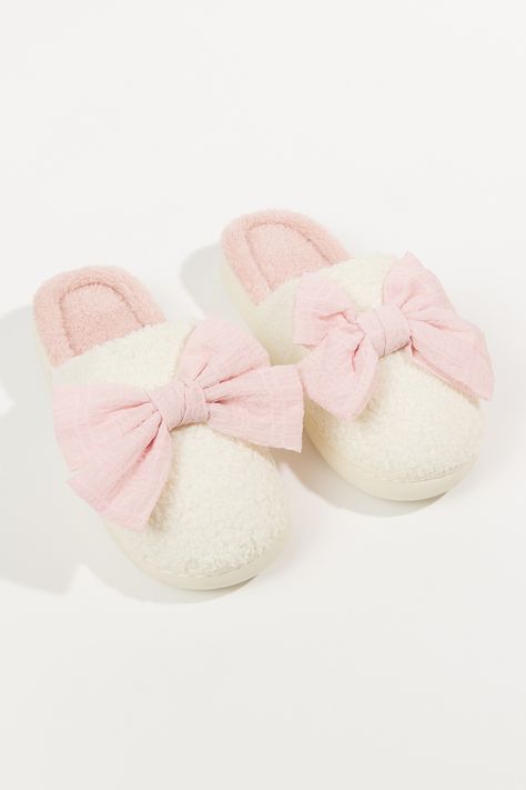 Bow Tie Cozy Slipper | Altar'd State Bow Slippers, Sincerly Jules, Cozy Slippers, Dr Shoes, Preppy Shoes, Bedroom Slippers, Wedding Branding, Sincerely Jules, Pink Girly Things