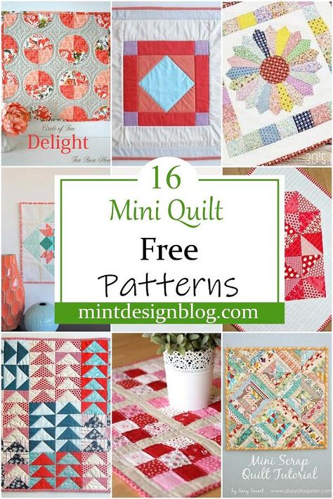 Paper Piecing Mini Quilt Free Pattern, Mini Sampler Quilt, Miniature Paper Piecing Patterns, Mini Paper Piecing Patterns Free, Mini Quilts Miniatures, Wall Quilt Patterns Free, Free Quilt Wall Hanging Patterns, Mini Patchwork Quilt, Tiny Quilts Patterns