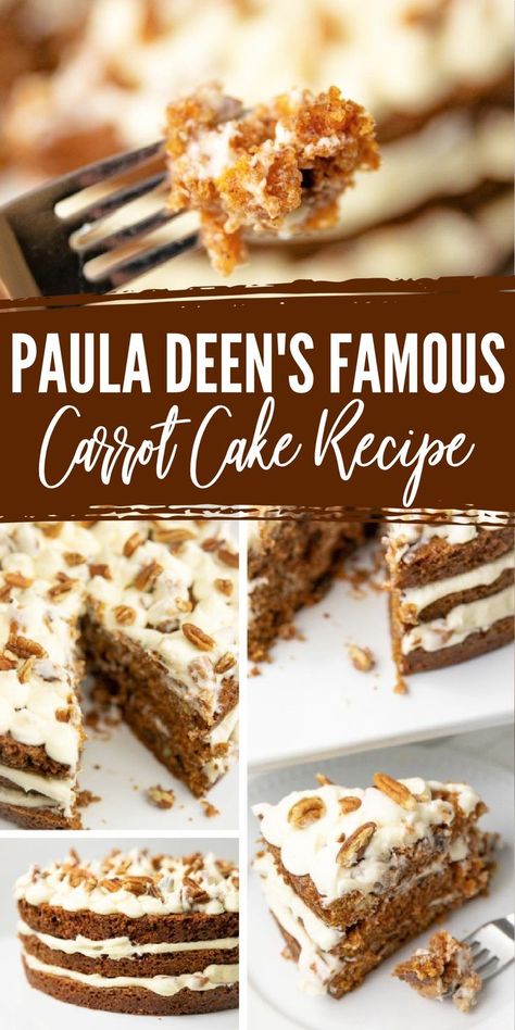 Paula Deen's Famous Carrot Cake Recipe! My FAVORITE Homemade Dessert! Paula Dean Desserts, Paula Deen Carrot Cake Recipe, To Die For Carrot Cake, Amish Carrot Cake Recipe, Famous Carrot Cake Recipe, Paula Deen Carrot Cake, Layered Carrot Cake, Homemade Cream Cheese, Paula Dean