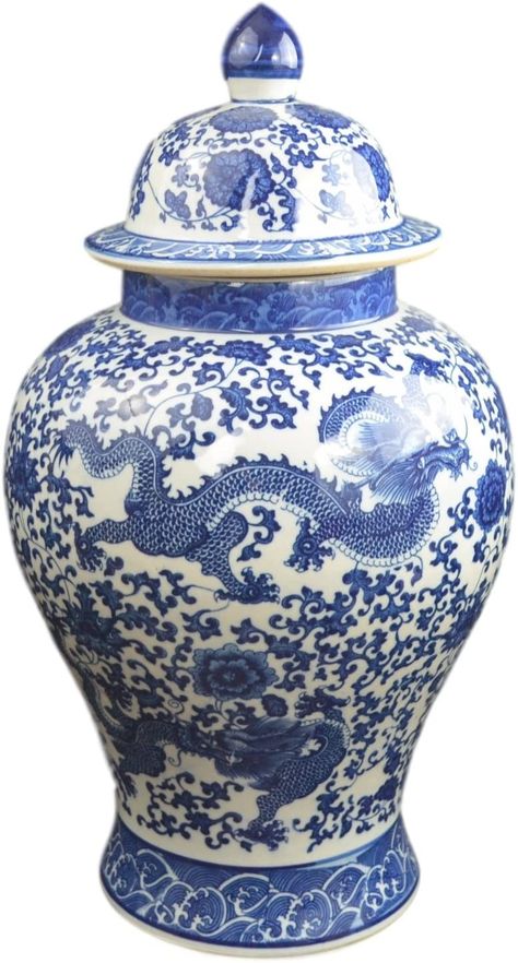 Chinese Porcelain Pattern, China Pot, White Ginger Jars, Temple Jar, White Jar, Blue And White Vase, Chinese Vase, Blue And White Porcelain, Jar Vase