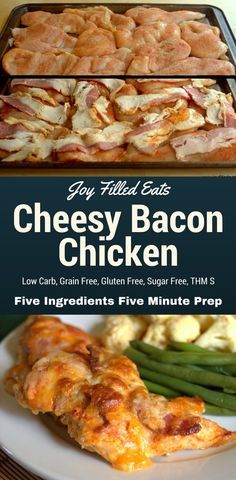 Cheesy Bacon Chicken - Low Carb, Grain Free, Gluten Free, Sugar Free, THM S Cheesy Bacon Chicken, Kid Approved Dinners, Chicken Bacon Recipes, Low Carb Grain, Bacon Chicken, Joy Filled Eats, Keto Pancakes, Cheesy Bacon, Thm Recipes