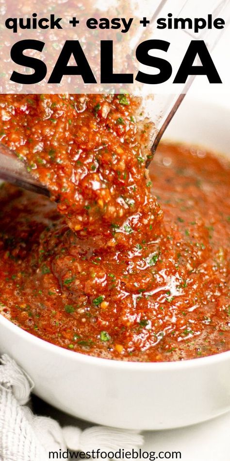 This quick and easy blender salsa is the simplest appetizer you’ll ever make and pairs well with any of your favorite Mexican dishes. The healthiest way to add lots of flavor to any dish is THIS homemade salsa! Easy Blender Salsa, Simple Salsa, Salsa Easy, Blender Salsa, Mexican Salsa Recipes, Crunchwrap Supreme, Easy Salsa Recipe, Restaurant Style Salsa, Salsa Guacamole