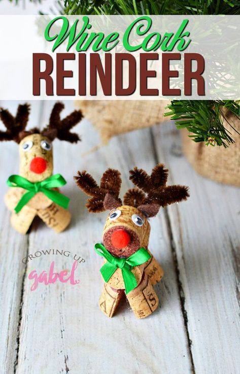 Click now and learn how to make wine cork reindeer! Old or new wine corks are cut and glued to make a DIY Christmas craft to use as a decoration or ornament. Great for Kids! #winecorkcrafts #christmascrafts #reindeerlove Cork Reindeer Diy, Wine Cork Xmas Ornaments, Wine Cork Reindeer How To Make, Wine Cork Animals Diy, Reindeer Diy Ornament, Ornament Contest, Wine Cork Reindeer, Corks Crafts, Cork Reindeer