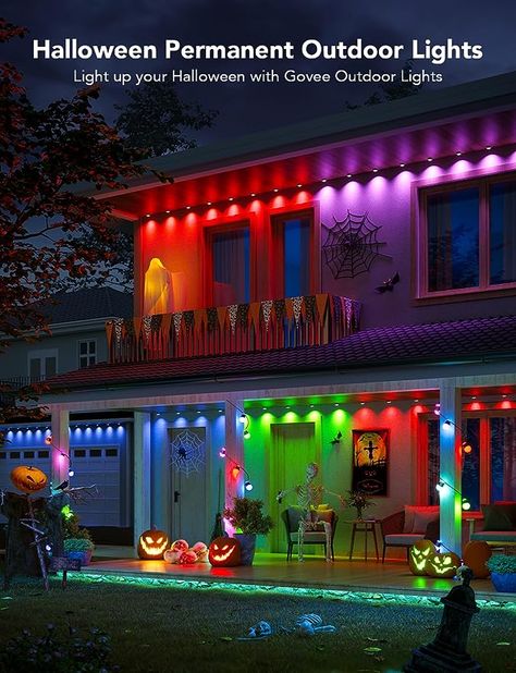 Govee Permanent Outdoor Lights, Smart RGBIC Outdoor Lights with 75 Scene Modes, 100ft with 72 LED Eaves Lights IP67 Waterproof for Halloween, Christmas, New Year, Work with Alexa, Google Assistant Halloween Window, Smart Lights, Fun Halloween Decor, Spooktacular Halloween, Led Christmas Lights, Up House, Halloween Lights, Outdoor Lights, Ceiling Fan In Kitchen